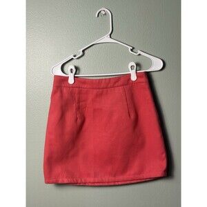 Women's Pink-Red Faux Suede High Waist, A-line, Mini Skirt Size S - HYFVE